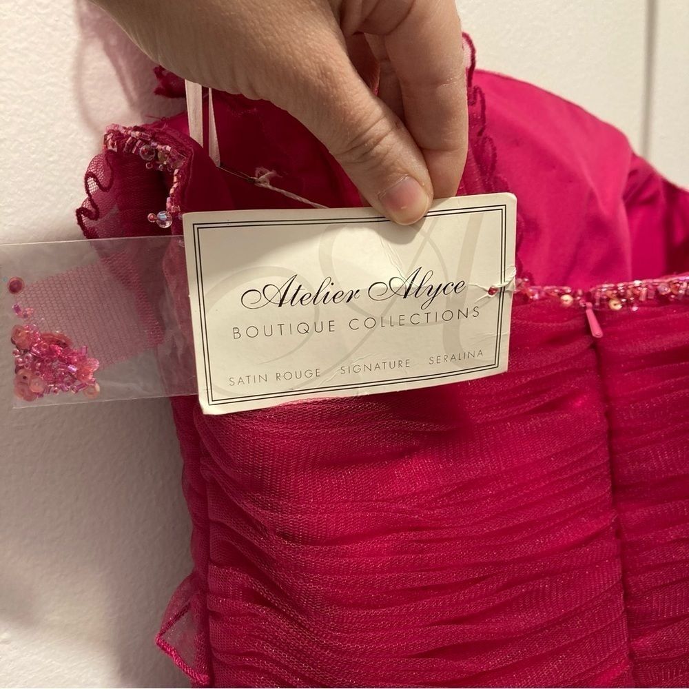 Atelier Alyce Boutique Collections Prom Dress Pink Size 4 NWT Ruffles 1 shoulder - Picture 8 of 9